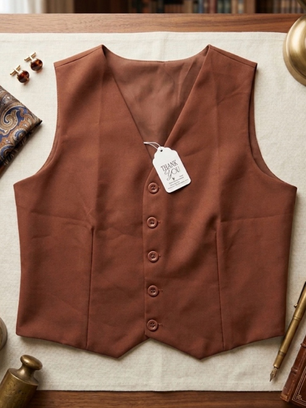NWT Chic Rust Tailored Vest Crop Top - AB Brazilian Boutique